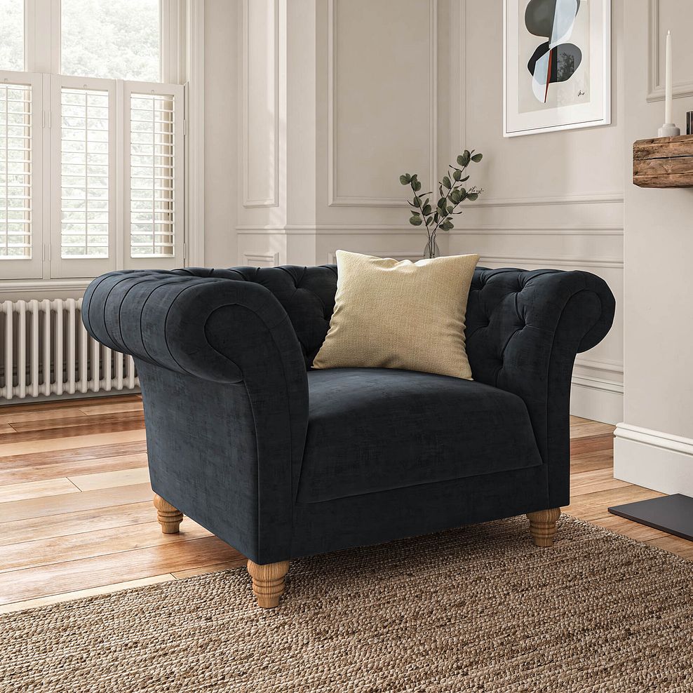 Montgomery Armchair in Charcoal Velvet 1