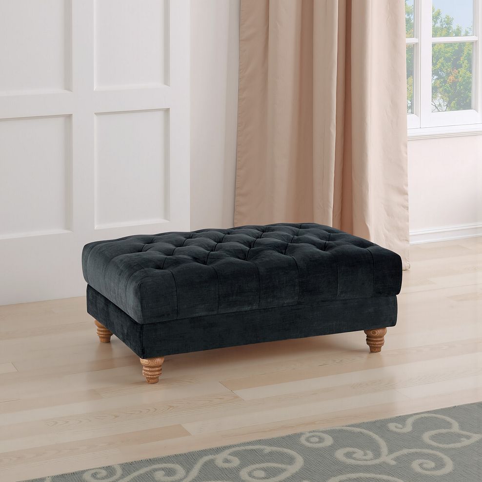 Montgomery Footstool in Charcoal Velvet 1