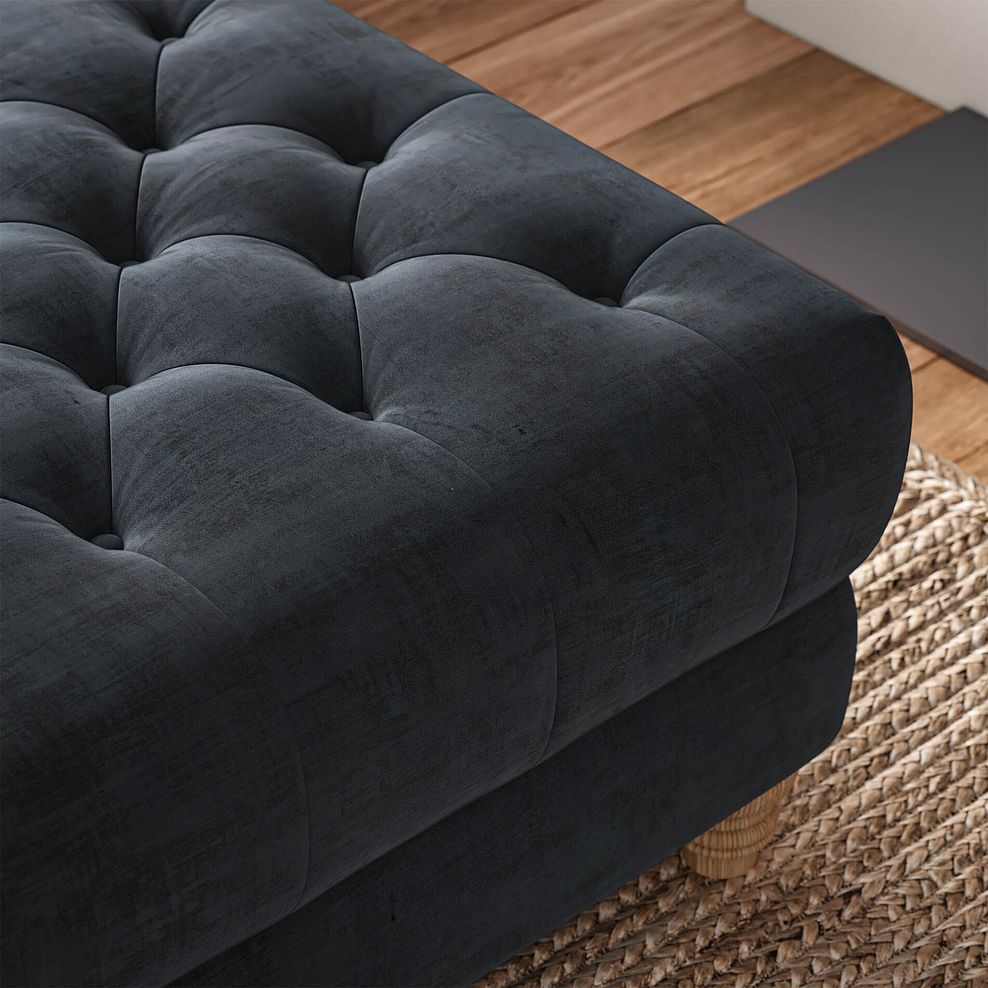 Montgomery Footstool in Charcoal Velvet 3