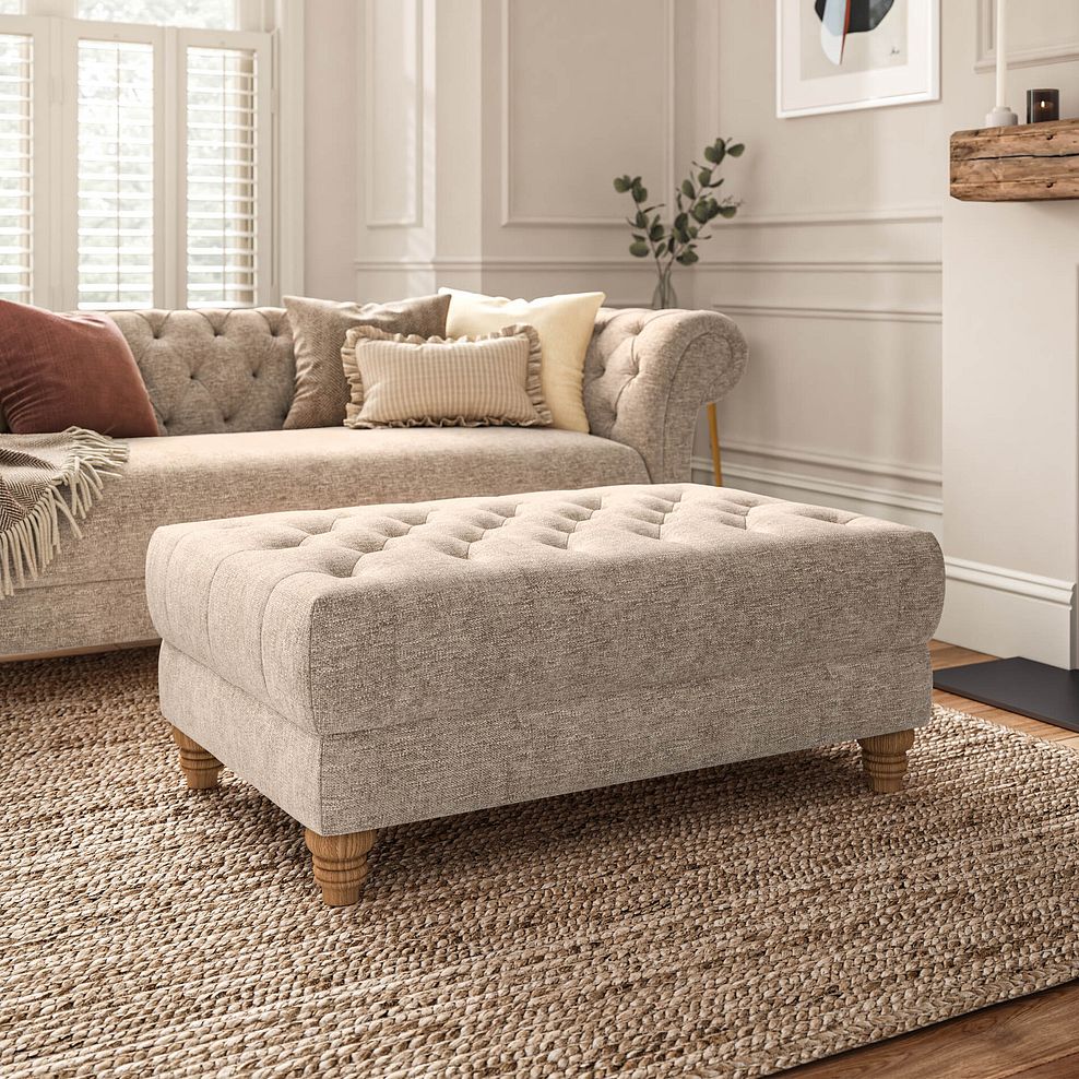 Montgomery Footstool in Arlan Abalone Fabric 1
