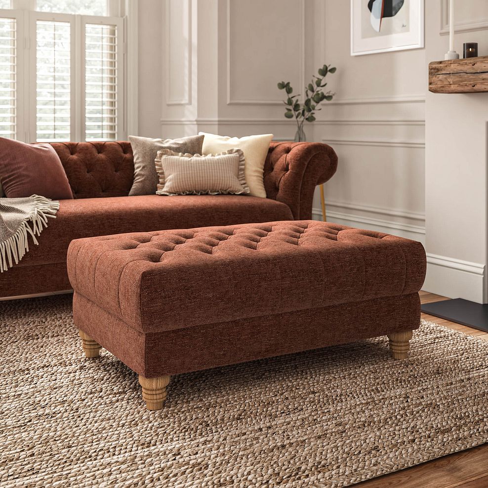 Montgomery Footstool in Arlan Copperwood Fabric 1