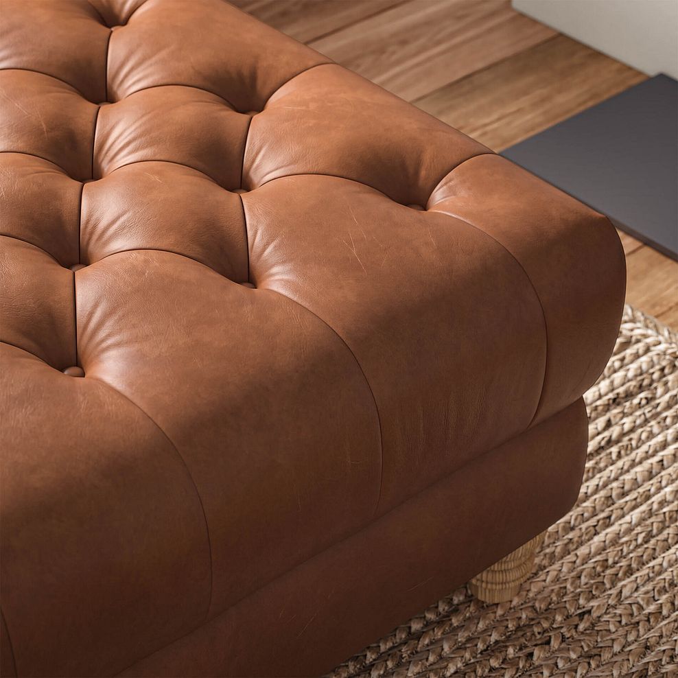 Montgomery Footstool in Chestnut Brown Leather 2