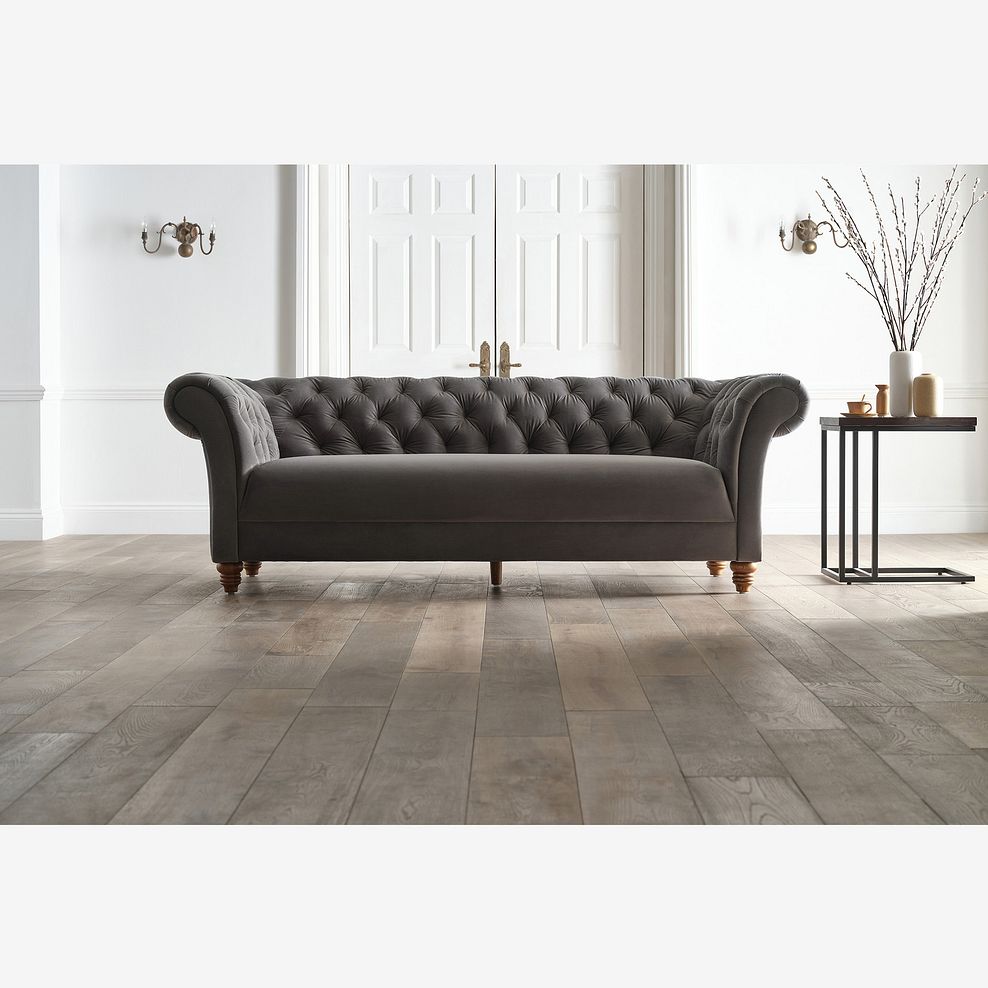 Montgomery 3 Seater Sofa in Grey Velvet Thumbnail 2
