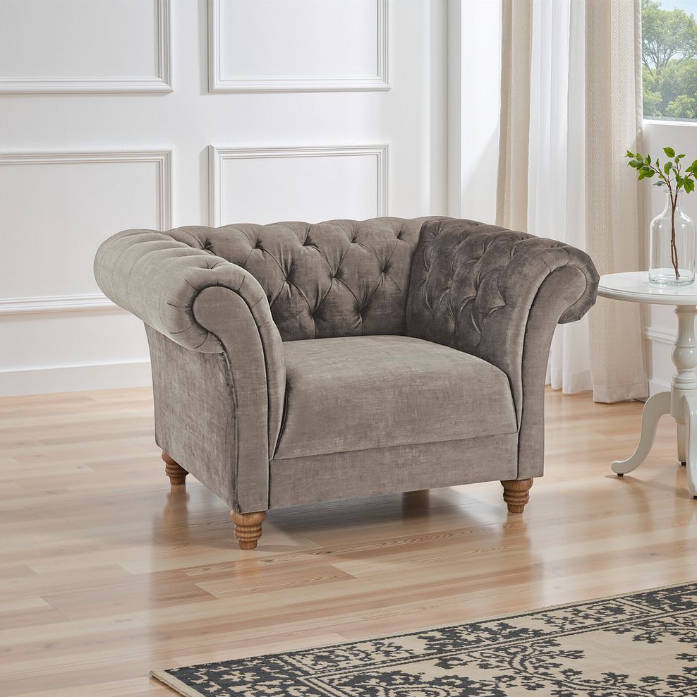 Montgomery Armchair in Mink Velvet 1