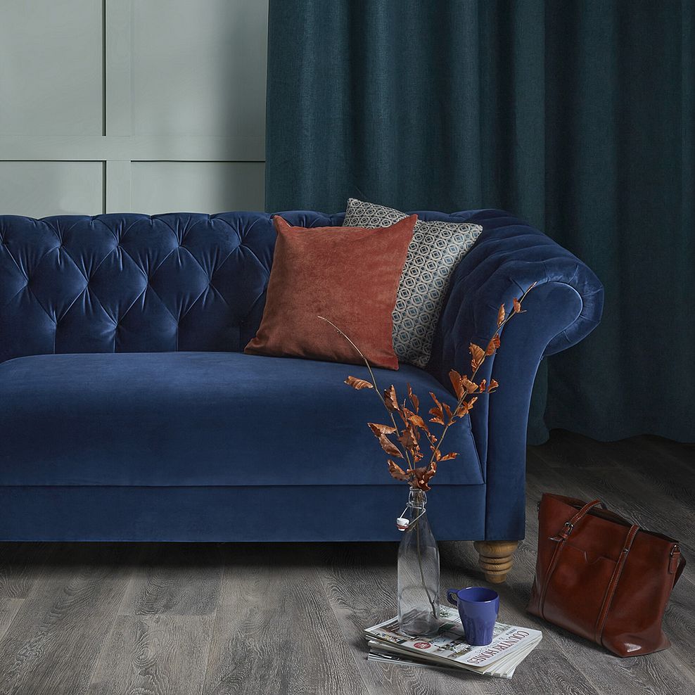 Montgomery 2 Seater Sofa in Navy Velvet 1