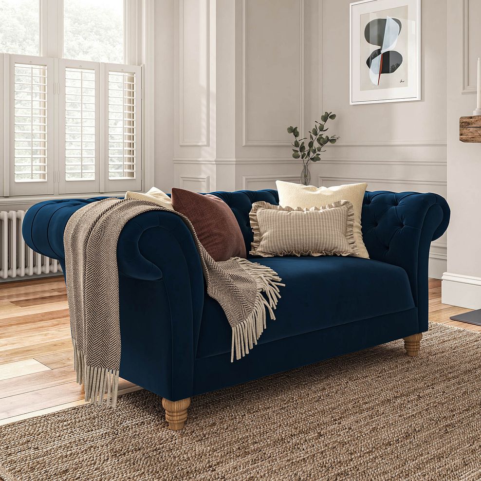 Montgomery 2 Seater Sofa in Navy Velvet 1
