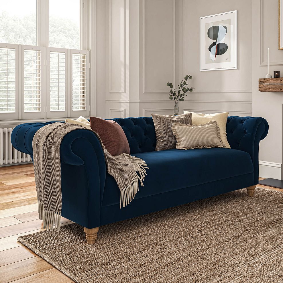 Montgomery 3 Seater Sofa in Navy Velvet 1