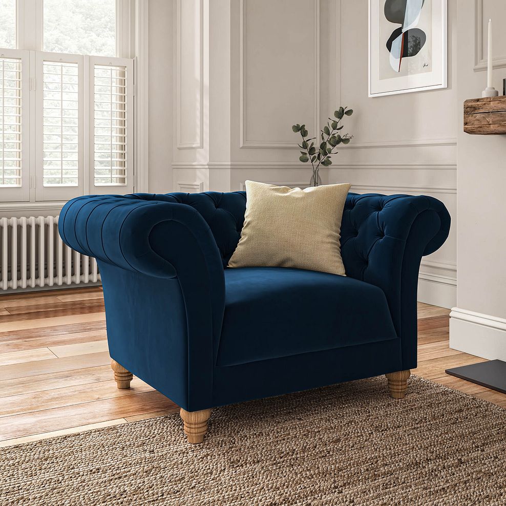 Montgomery Armchair in Navy Velvet 1