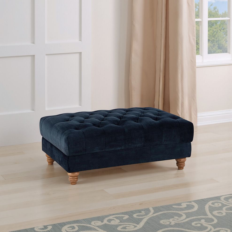 Montgomery Footstool in Royal Blue Velvet 1