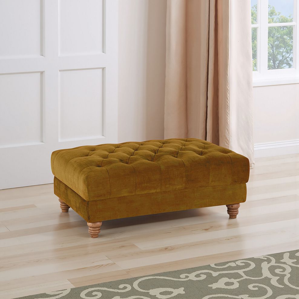 Montgomery Footstool in Saffron Velvet 1