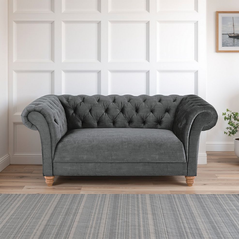 Montgomery 2 Seater Sofa in Steel Velvet 1