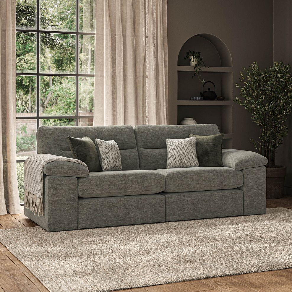 Morgan 3 Seater Sofa in Olive Green Fabric 1