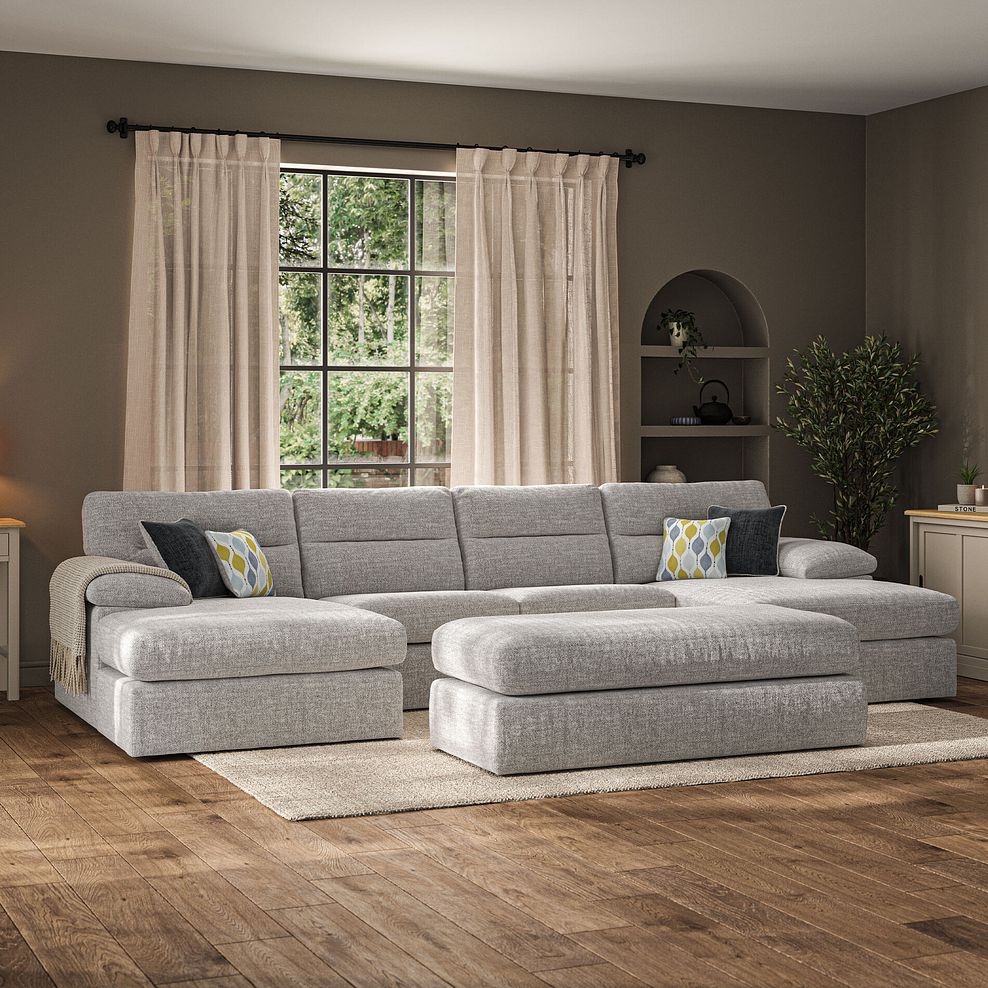 Morgan Large Fender Footstool in Santos Silver fabric 2