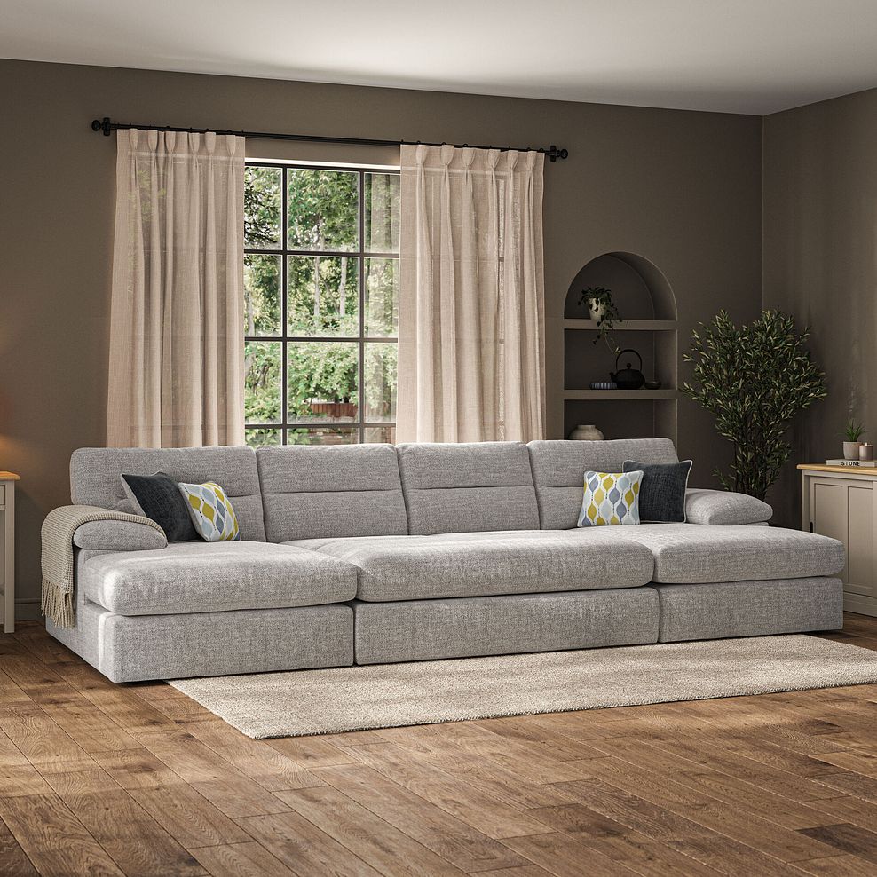 Morgan Large Fender Footstool in Santos Silver fabric 3