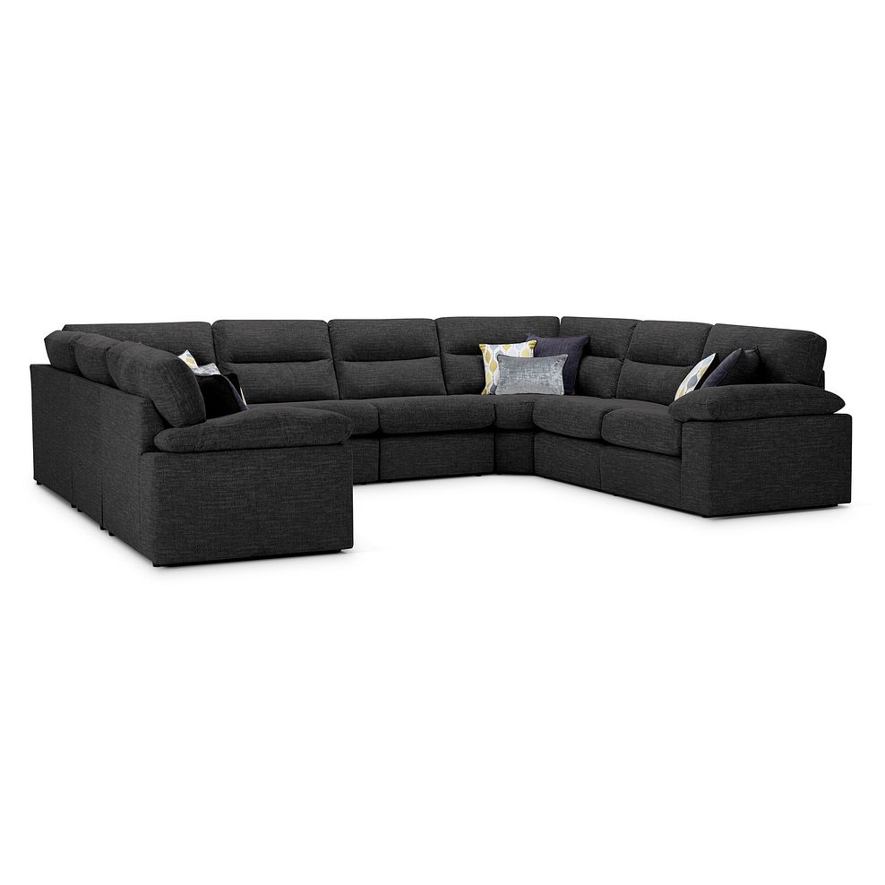 Morgan Large U-Shape Modular Corner Sofa in Santos Black with Green and Grey Scatters - Group 11 1