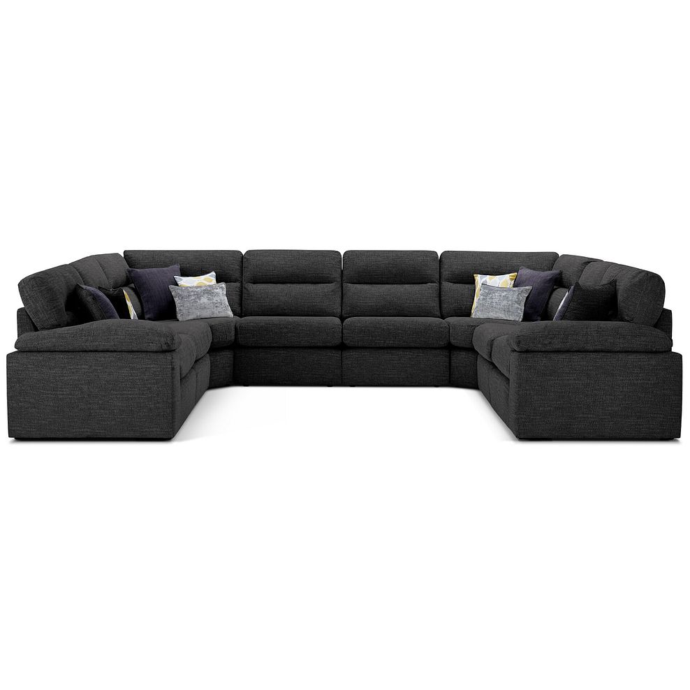 Morgan Large U-Shape Modular Corner Sofa in Santos Black with Green and Grey Scatters - Group 11 2