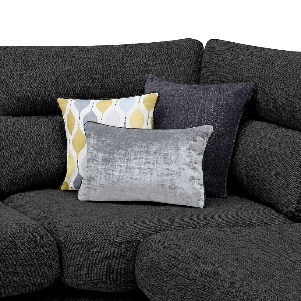 Morgan Large U-Shape Modular Corner Sofa in Santos Black with Green and Grey Scatters - Group 11 7