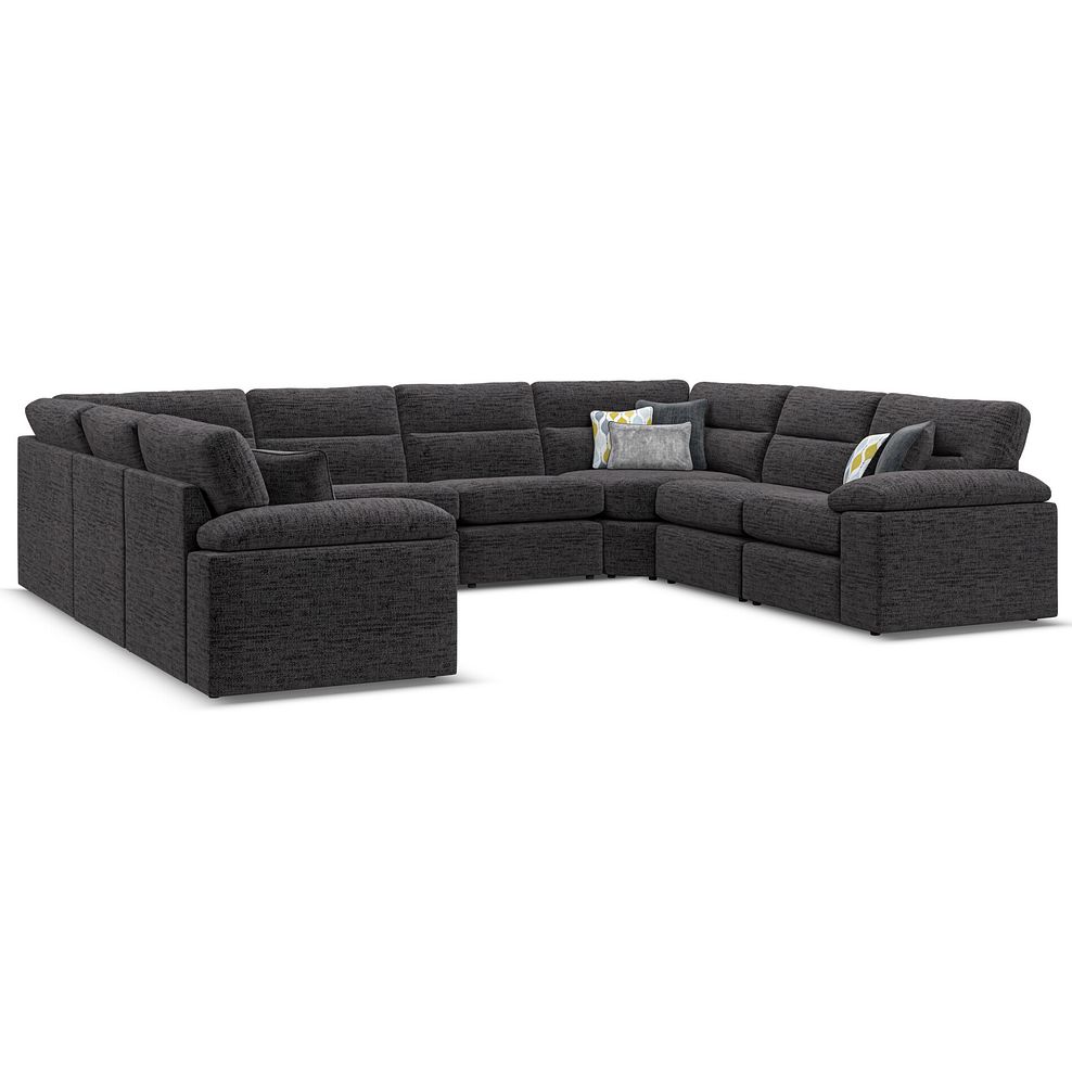 Morgan Large U-Shape Modular Corner Sofa in Santos Black with Green and Grey Scatters - Group 11 1