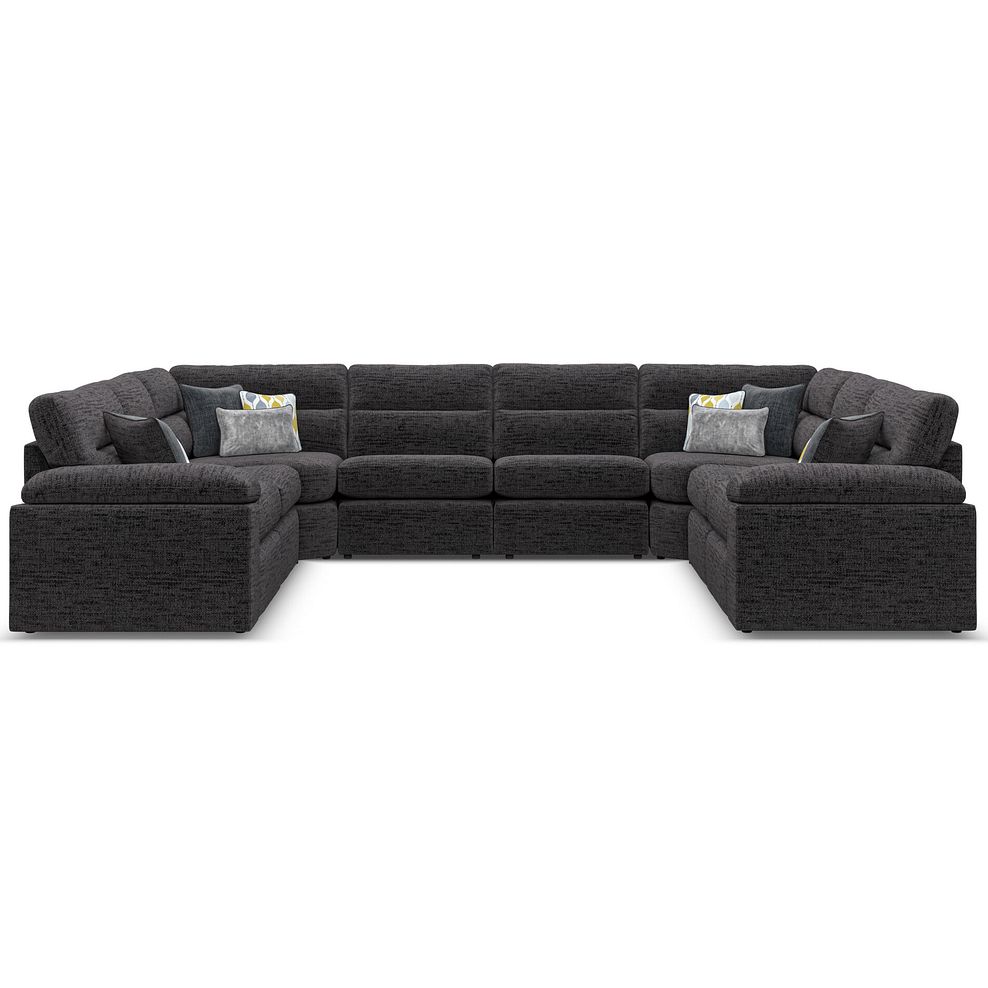 Morgan Large U-Shape Modular Corner Sofa in Santos Black with Green and Grey Scatters - Group 11 2