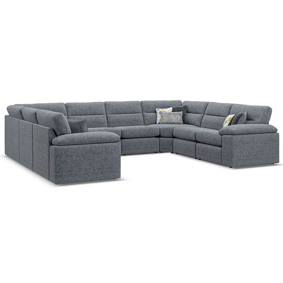 Morgan Large U-Shape Modular Corner Sofa in Santos Grey with Green and Grey Scatters - Group 11 1