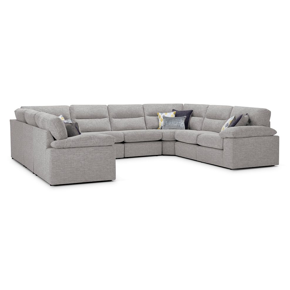 Morgan Large U-Shape Modular Corner Sofa in Santos Silver with Green and Grey Scatters - Group 11 1