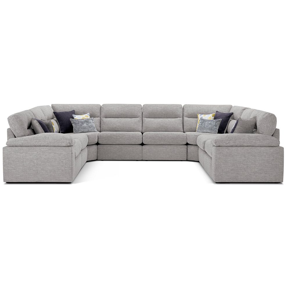 Morgan Large U-Shape Modular Corner Sofa in Santos Silver with Green and Grey Scatters - Group 11 2