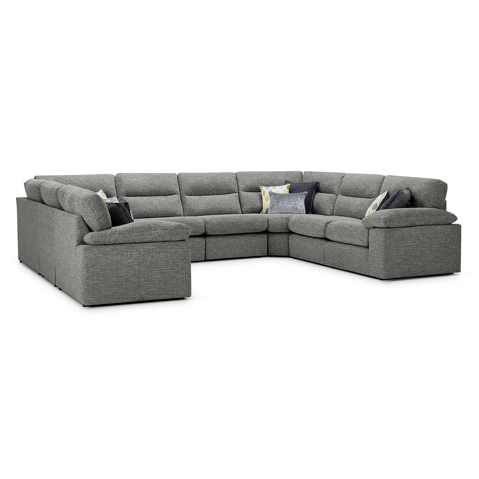Morgan Large U-Shape Modular Corner Sofa in Santos Steel with Green and Grey Scatters - Group 11 1