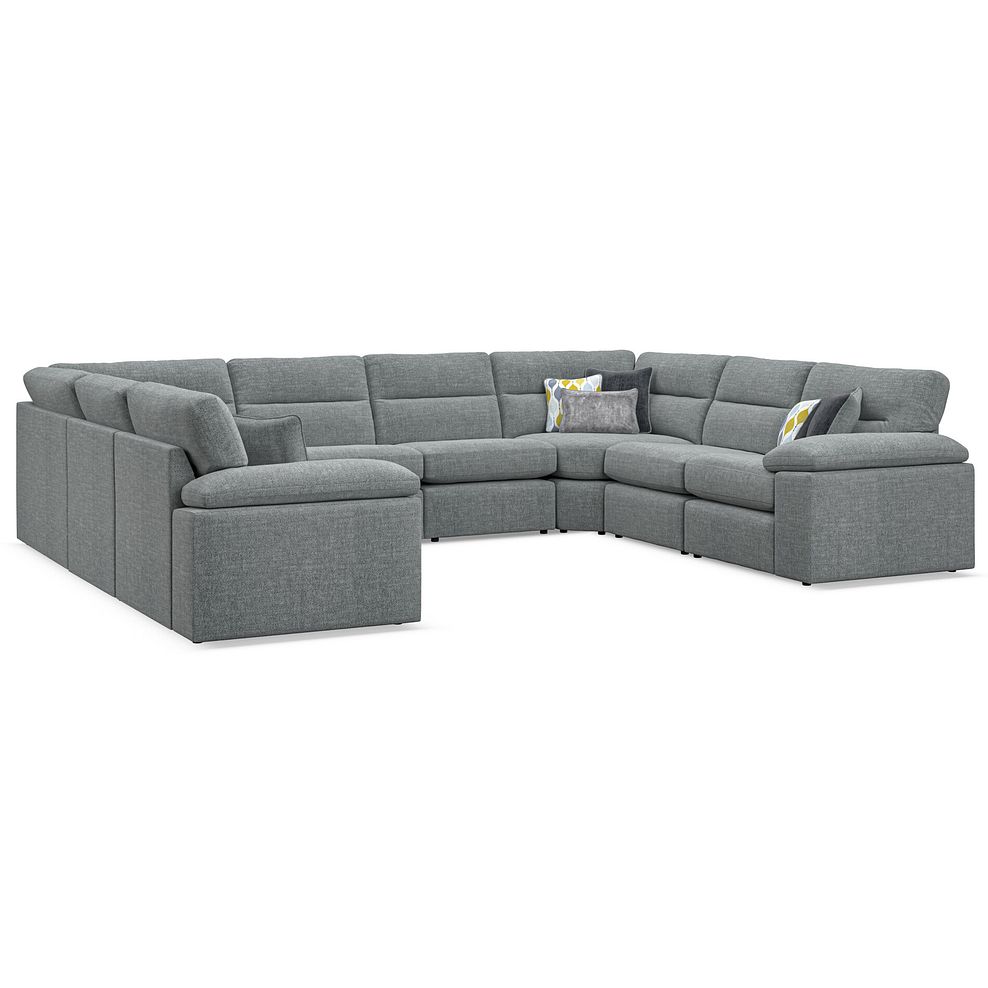 Morgan Large U-Shape Modular Corner Sofa in Santos Steel with Green and Grey Scatters - Group 11 1