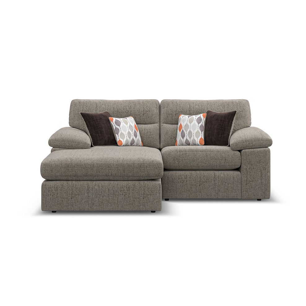 Morgan Modular 2 Seater Left Hand Compact Chaise Sofa in in Santos Taupe with Orange and Beige Scatters - Group 12 2