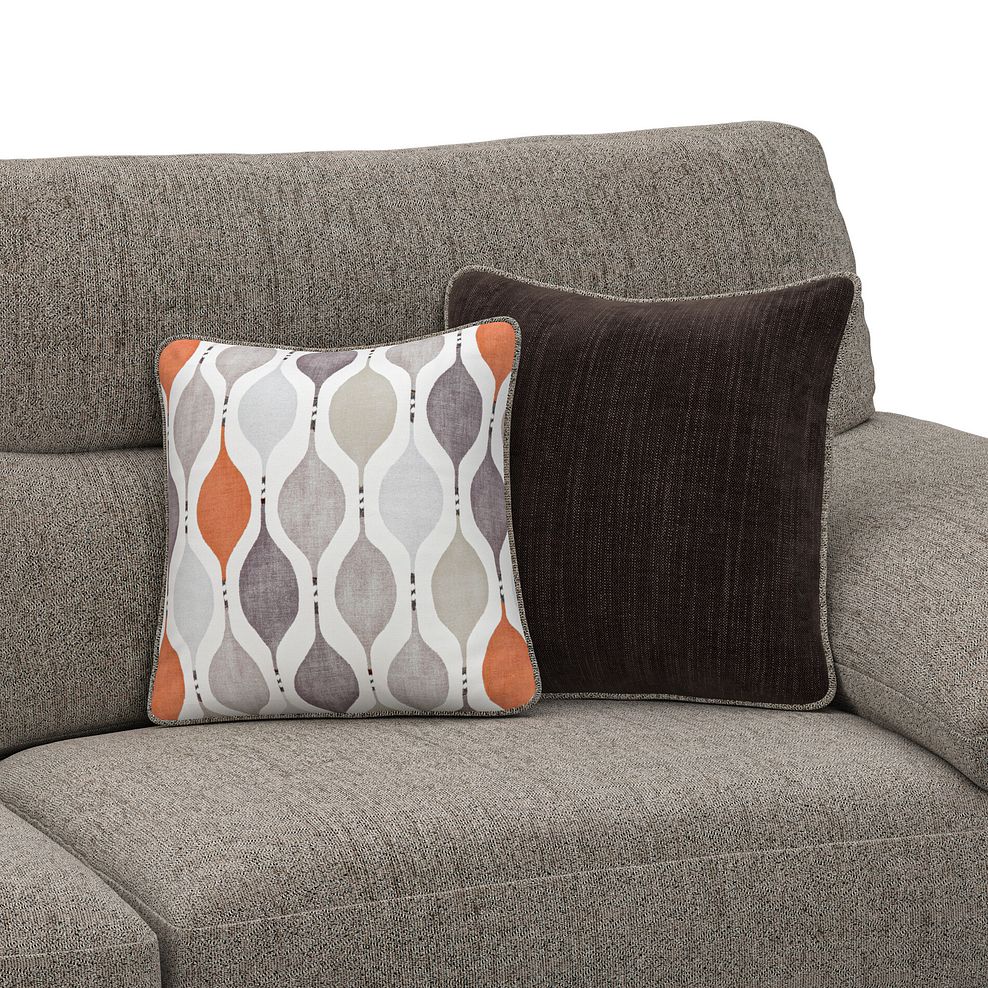 Morgan Modular 2 Seater Left Hand Compact Chaise Sofa in in Santos Taupe with Orange and Beige Scatters - Group 12 5