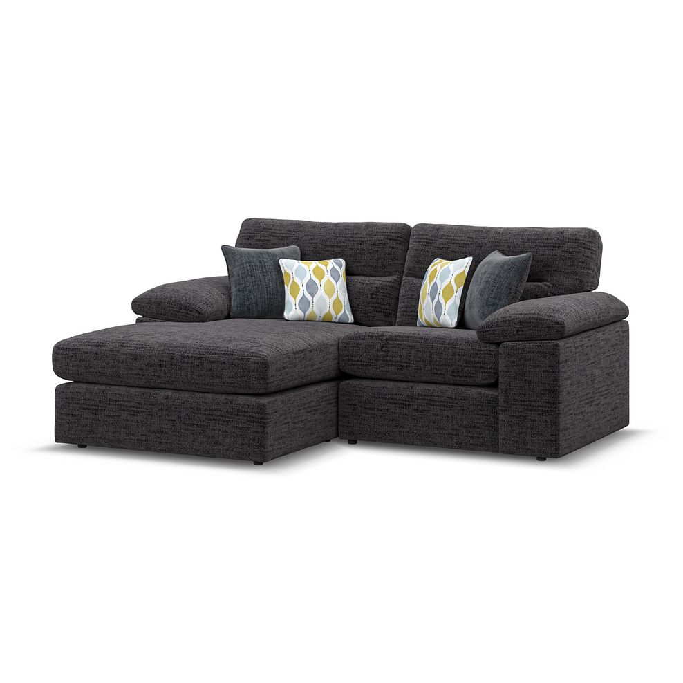 Morgan Modular 2 Seater Left Hand Compact Chaise Sofa in Santos Black with Green and Grey Scatters - Group 12 1