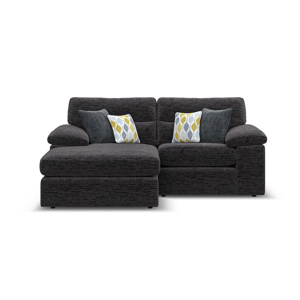 Morgan Modular 2 Seater Left Hand Compact Chaise Sofa in Santos Black with Green and Grey Scatters - Group 12 2