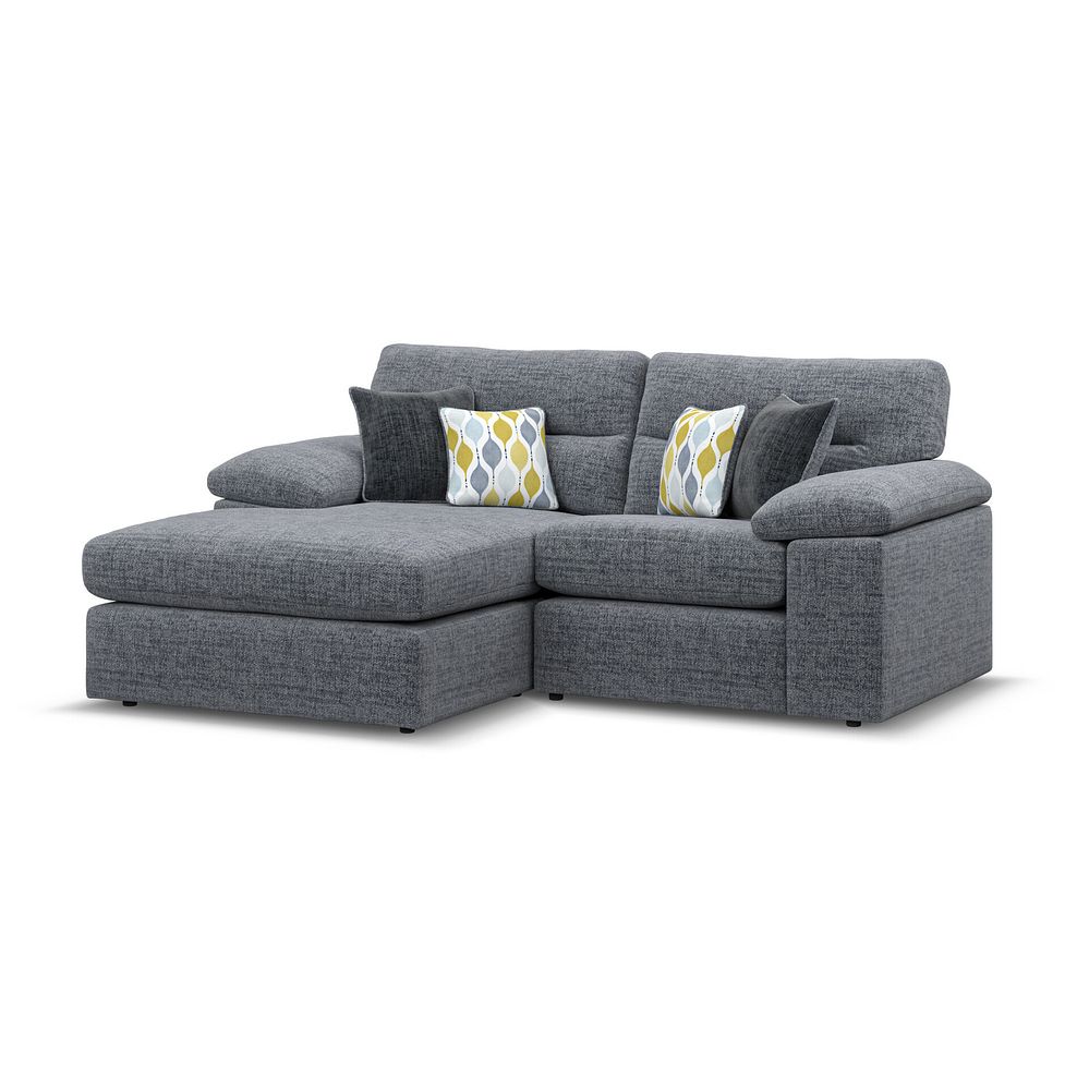 Morgan Modular 2 Seater Left Hand Compact  Chaise Sofa in Santos Grey with Green and Grey Scatters - Group 12 1
