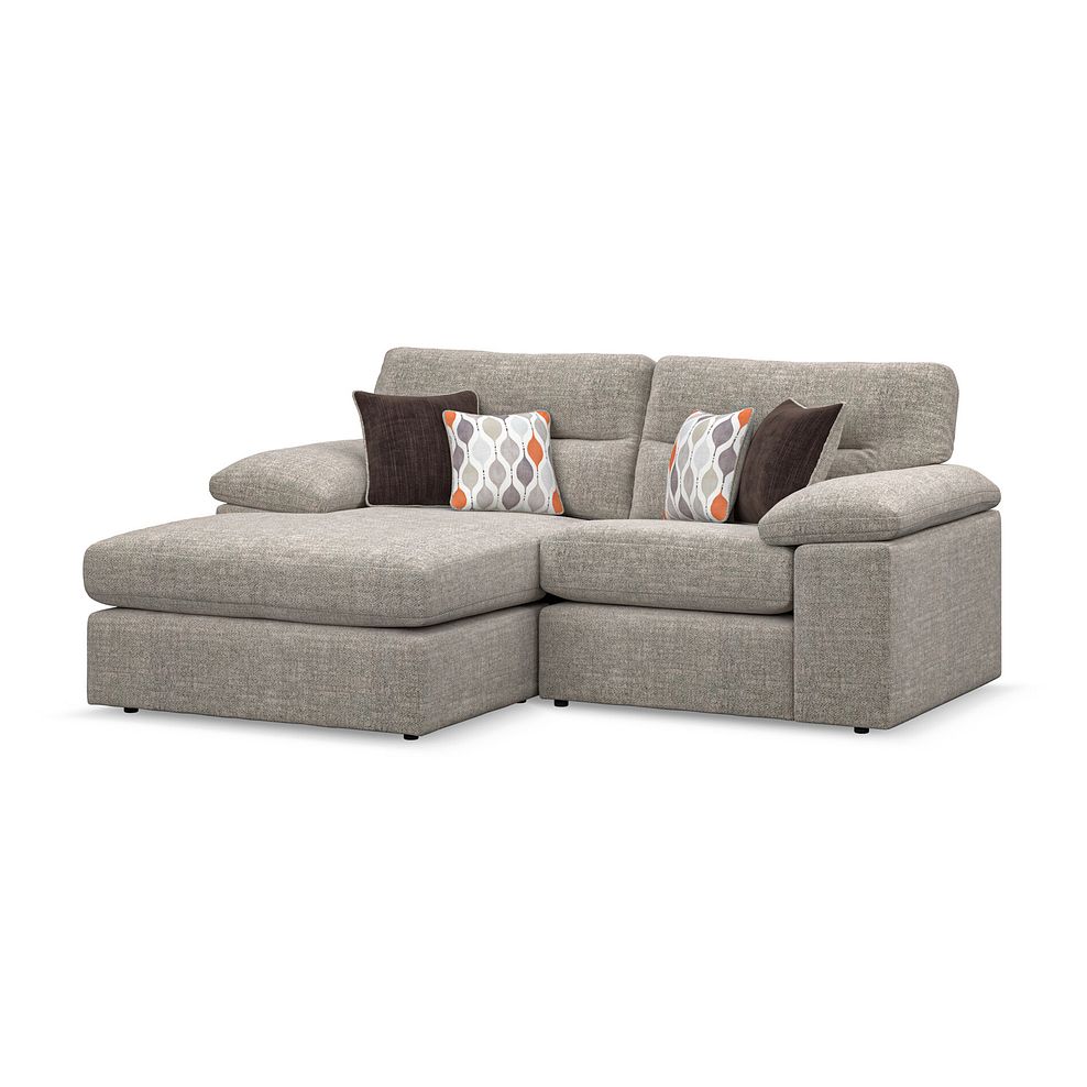 Morgan Modular 2 Seater Left Hand Compact Chaise Sofa in Santos Mink with Orange and Beige Scatters - Group 12 1