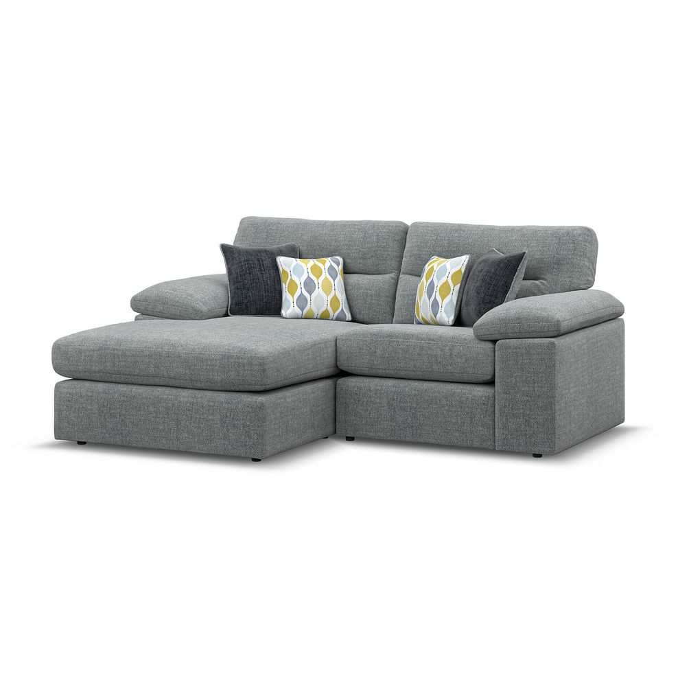 Morgan Modular 2 Seater Left Hand Compact Chaise Sofa in Santos Steel with Green and Grey Scatters - Group 12 1