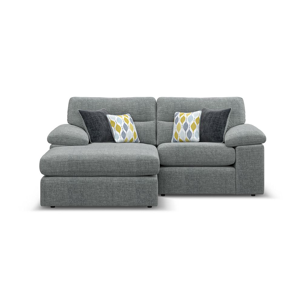 Morgan Modular 2 Seater Left Hand Compact Chaise Sofa in Santos Steel with Green and Grey Scatters - Group 12 2