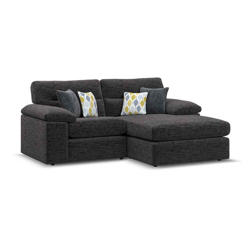Morgan Modular 2 Seater Right Hand Compact Chaise Sofa in Santos Black with Green and Grey Scatters - Group 13 1
