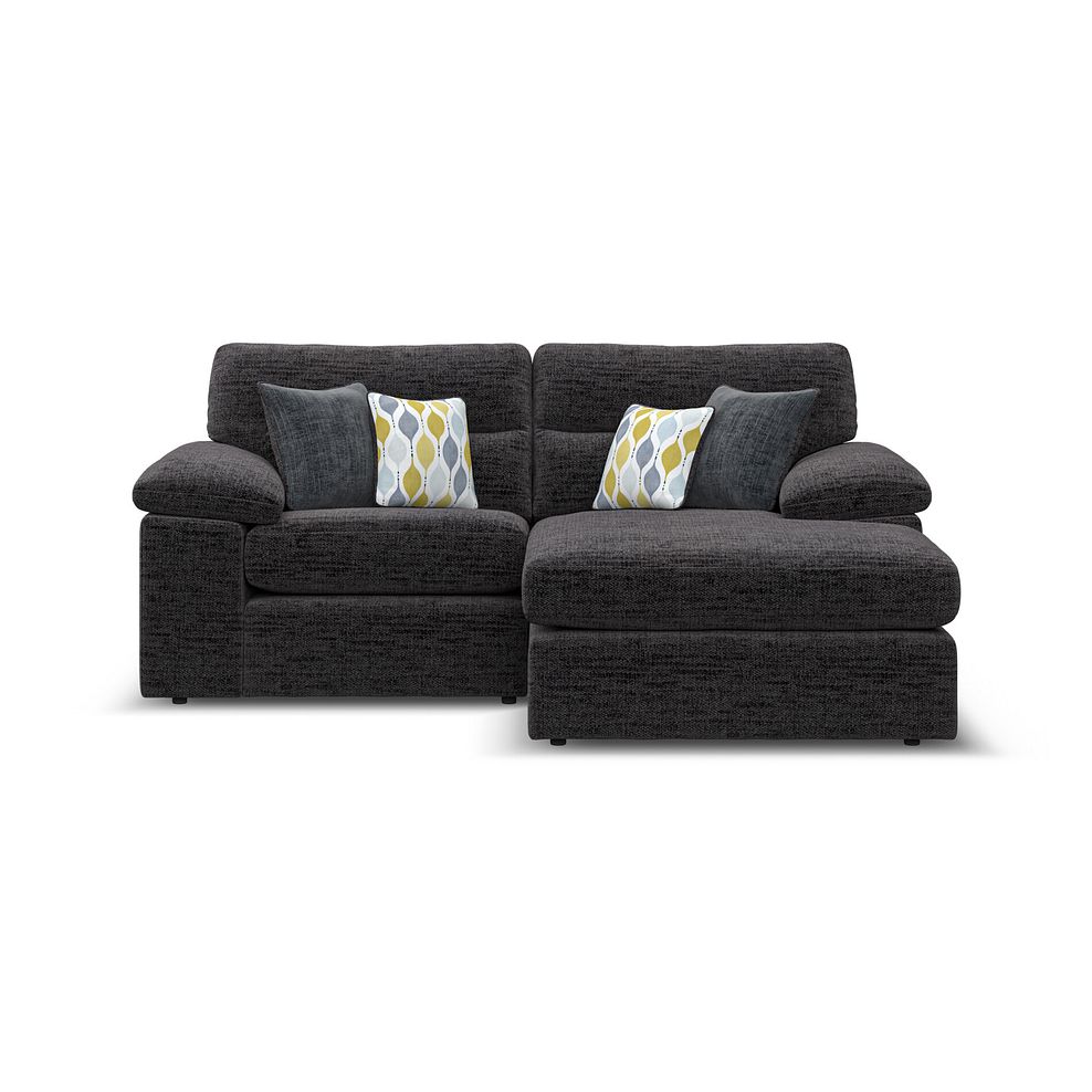 Morgan Modular 2 Seater Right Hand Compact Chaise Sofa in Santos Black with Green and Grey Scatters - Group 13 2