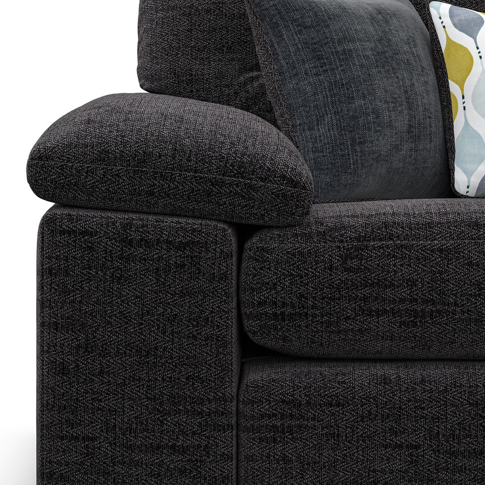 Morgan Modular 2 Seater Right Hand Compact Chaise Sofa in Santos Black with Green and Grey Scatters - Group 13 6