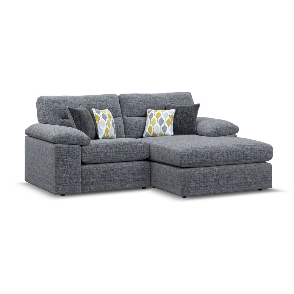 Morgan Modular 2 Seater Right Hand Compact Chaise Sofa in Santos Grey with Green and Grey Scatters - Group 13 1