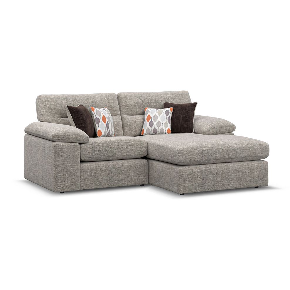 Morgan Modular 2 Seater Right Hand Compact Chaise Sofa in Santos Mink with Orange and Beige Scatters - Group 13 1