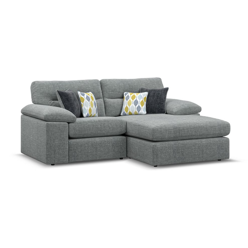Morgan Modular 2 Seater Right Hand Compact Chaise Sofa in Santos Steel with Green and Grey Scatters - Group 13 1