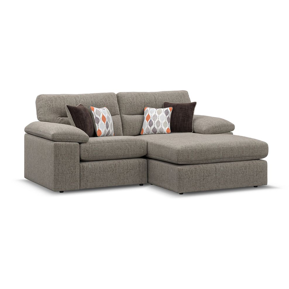 Morgan Modular 2 Seater Right Hand Compact  Chaise Sofa in Santos Taupe with Orange and Beige Scatters - Group 13 1