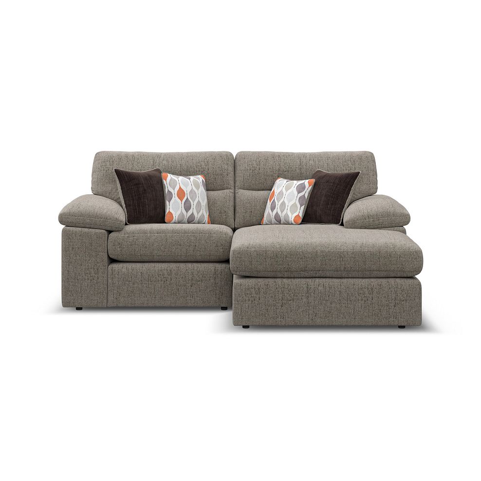 Morgan Modular 2 Seater Right Hand Compact  Chaise Sofa in Santos Taupe with Orange and Beige Scatters - Group 13 2