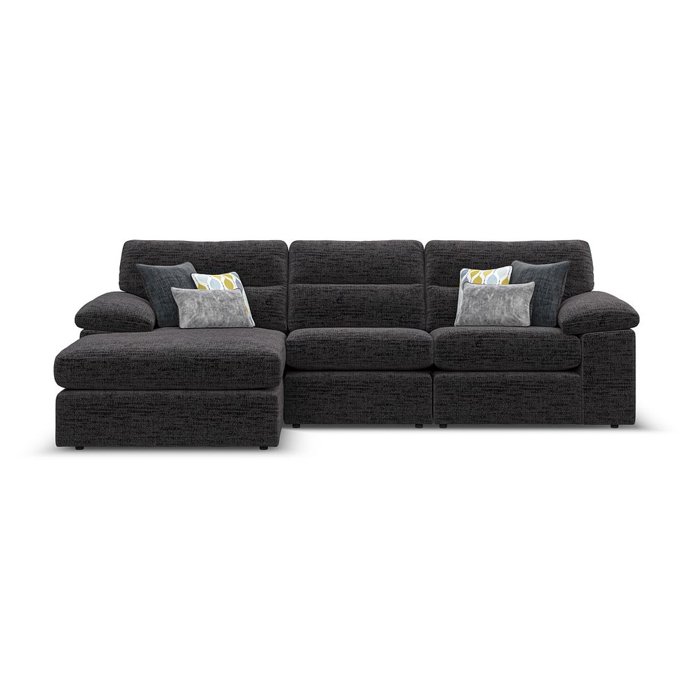 Morgan Modular 3 Seater Left Hand Chaise Sofa in Santos Black with Green and Grey Scatters - Group 14 2