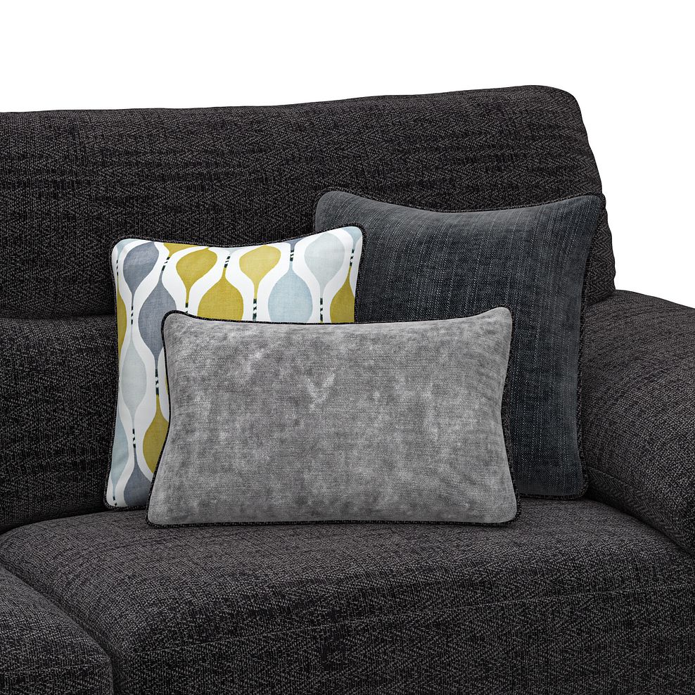 Morgan Modular 3 Seater Left Hand Chaise Sofa in Santos Black with Green and Grey Scatters - Group 14 5