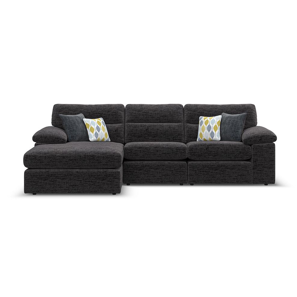 Morgan Modular 3 Seater Left Hand Chaise Sofa in Santos Black with Green and Grey Scatters - Group 14 2