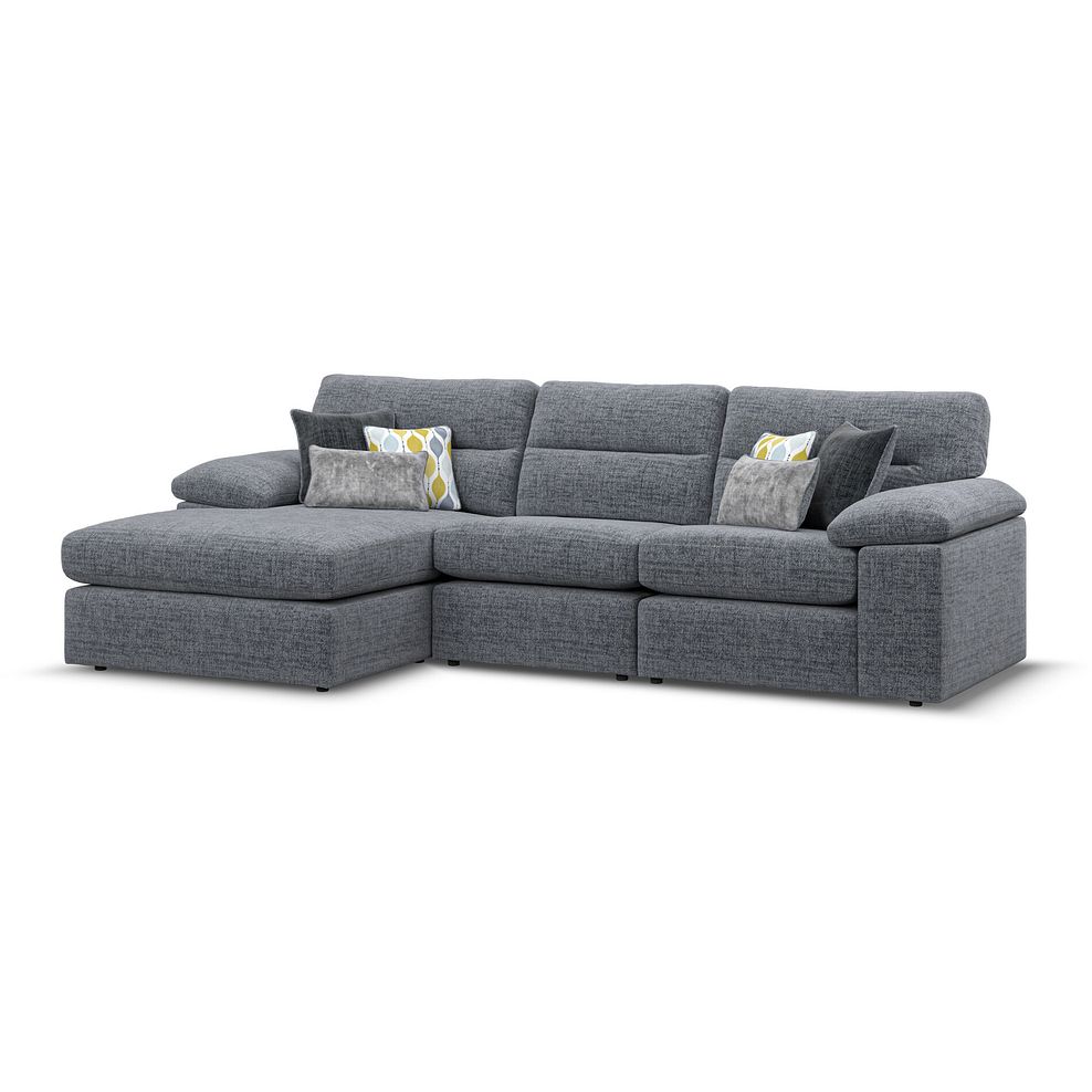 Morgan Modular 3 Seater Left Hand Chaise Sofa in Santos Grey with Green and Grey Scatters - Group 14 1