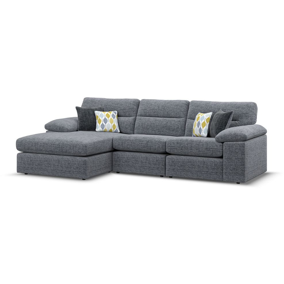 Morgan Modular 3 Seater Left Hand Chaise Sofa in Santos Grey with Green and Grey Scatters - Group 14 1