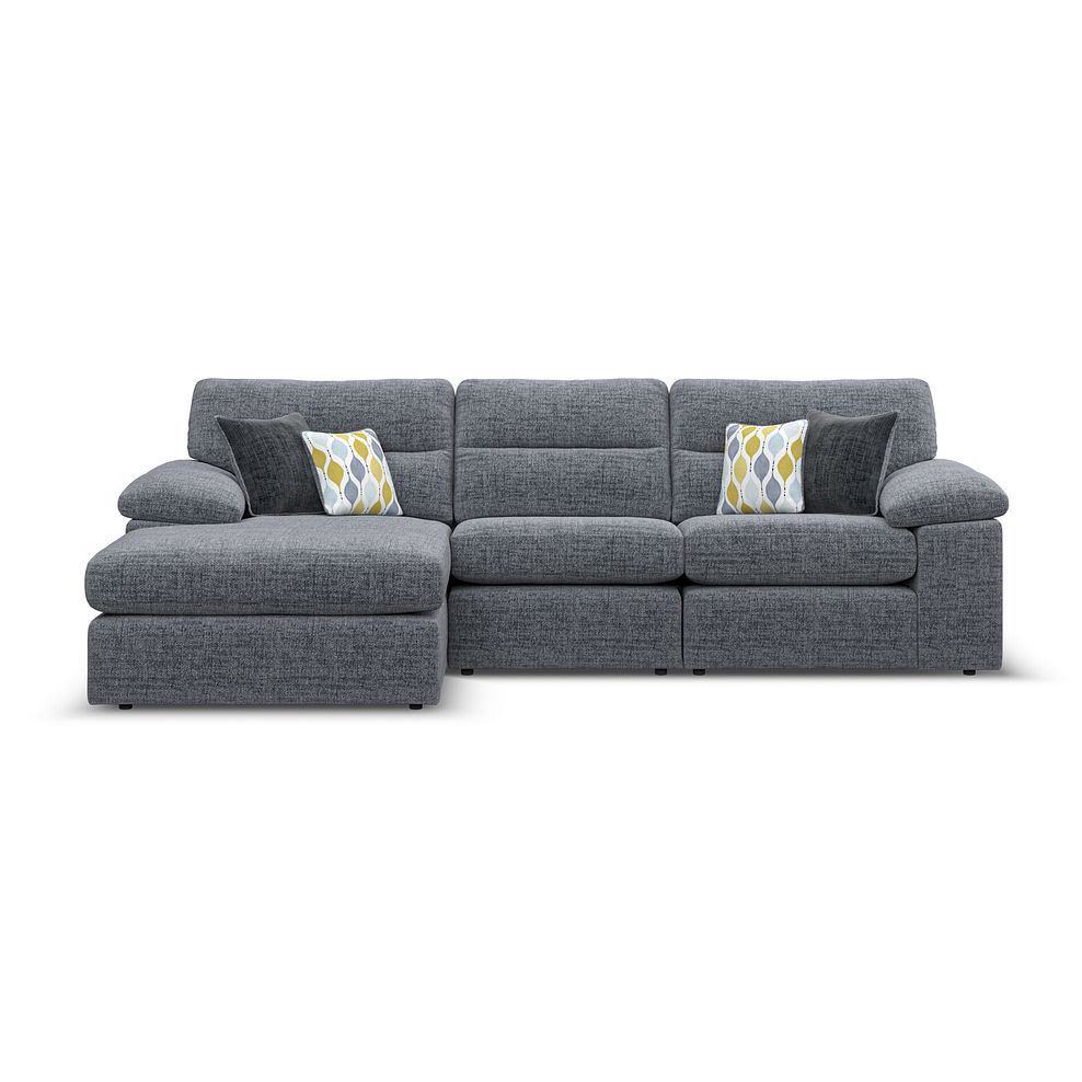 Morgan Modular 3 Seater Left Hand Chaise Sofa in Santos Grey with Green and Grey Scatters - Group 14 2